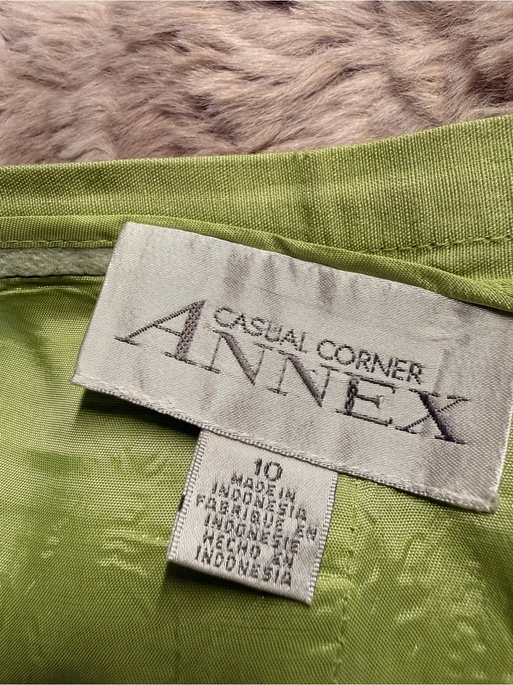 Casual Corner Annex Trousers Pants VTG Y2K 10 Lime Green Wide Leg Crease Linen